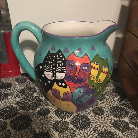 1998 Handpainted Laurel Burch Pitcher263 $45 or &40 w/offer - Picture 1 of 5